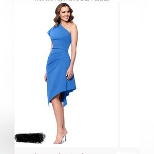 Betsy & Adam
Women's Asymmetric Side-Pleated Midi Dress One-Shoulder Blue Dress